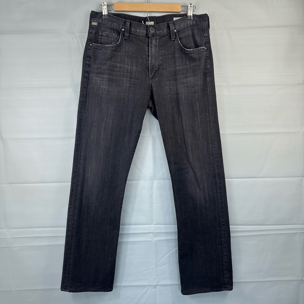 Citizens of Humanity Jeans Mens 33 Straight Black Dark Wash Denim Distressed